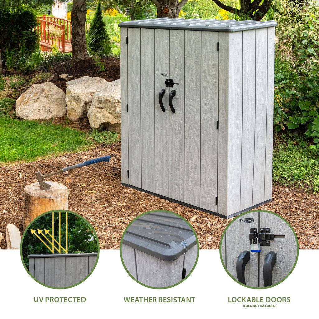 Lifetime Polyethylene Storage Shed, 53 cubic feet, Vertical, Gray (60300U)