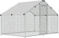 Large Metal Chicken Coop Walk-in Poultry Cage with Waterproof and UV-Resistant Cover Outdoor Chicken Run Hen Rabbit Duck House for Backyard Farm Use Spire Roof(10 W x 4.9 L x 6.4 H)