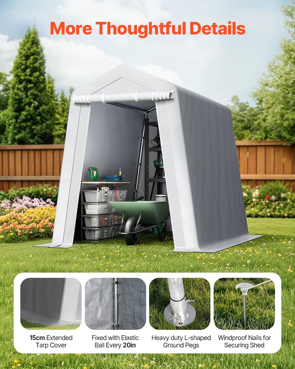 6X8ft waterproof portable canopy carport, metal frame yard tool storage tent, quick assembly weatherproof