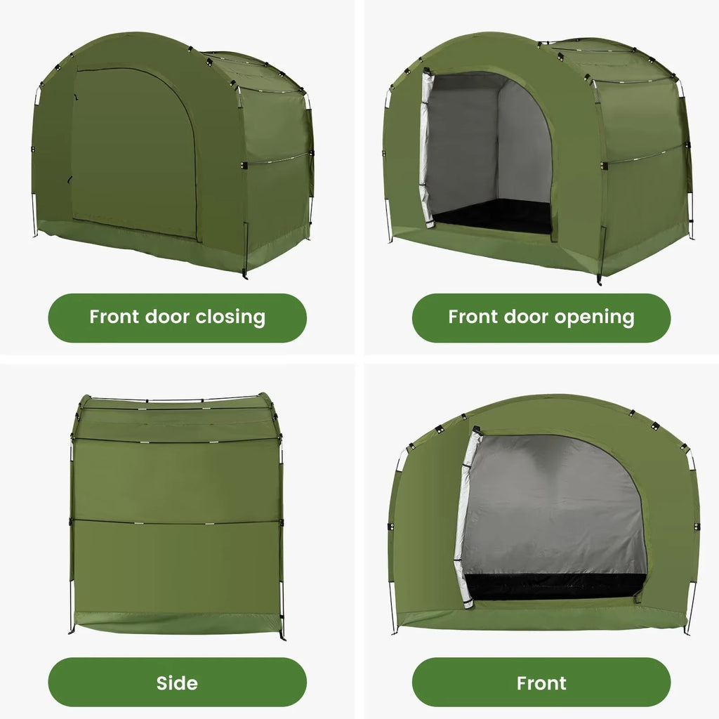NAIZEA Large Bike Storage Tent, 47" Depth Storage for 6 Bikes Waterproof Outdoor Bicycle Cover, Lawn Mower Garden Tools Shed, Backyard Storage Room Tent Shelter W/Fixing Peg & Rop