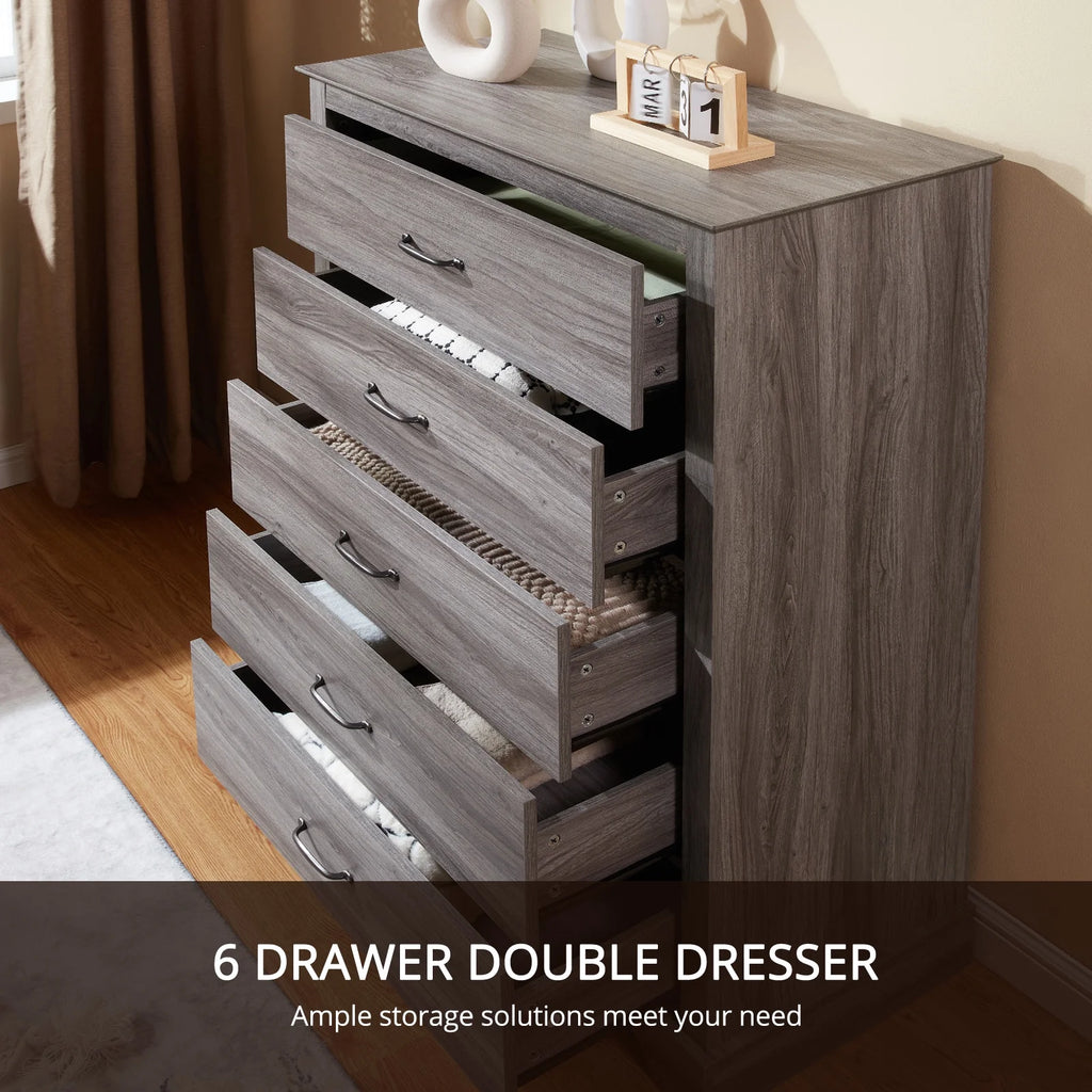 CHITOOMA 5 Drawer Dressers for Bedroom, Adult Tall Wooden Chest of Drawers, Storage Cabine for Living Room Entryway, Gray