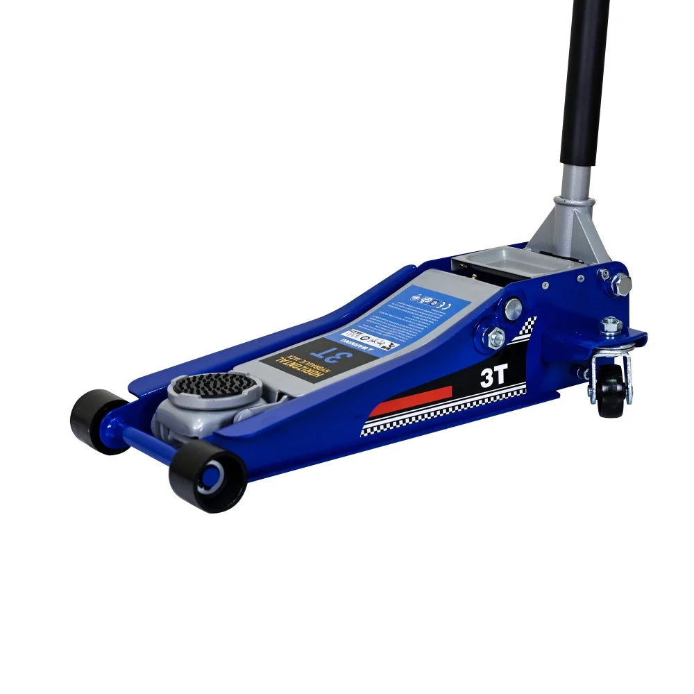 Low-Position Steel Vehicle Floor-mounted Hydraulic Jack with Dual-piston Quick-lift Pump, 3-Ton(6,600 lb.) Capacity.