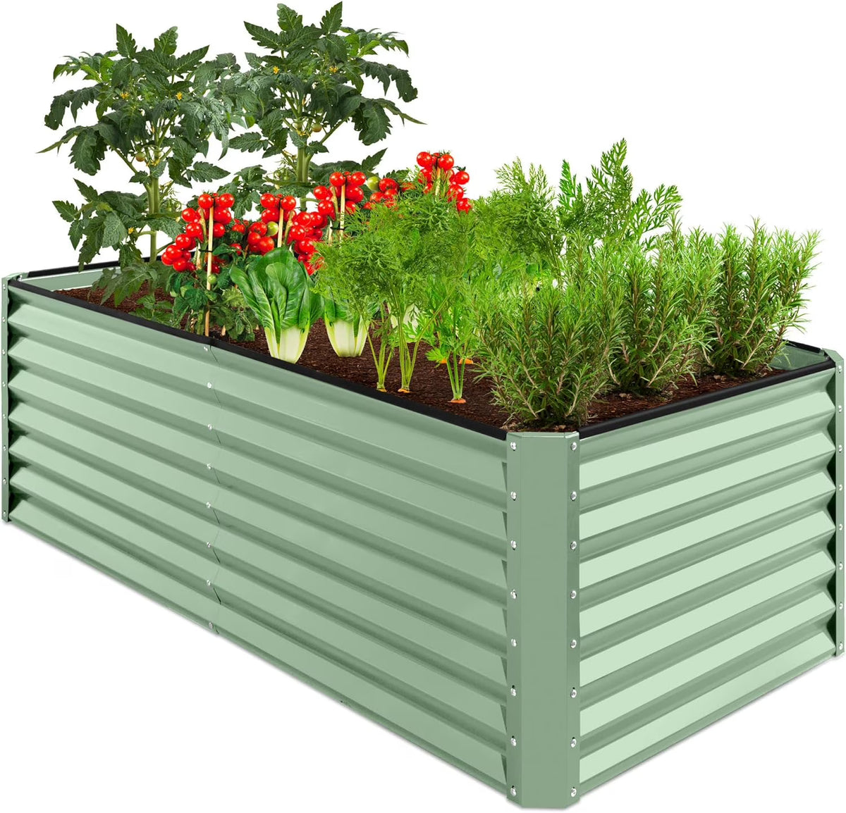 Gloaa 6x3x2ft Outdoor Metal Raised Garden Bed, Deep Root Box Planter for Vegetables, Flowers, Herbs, and Succulents w/ 269 Gallon Capacity Sage Green