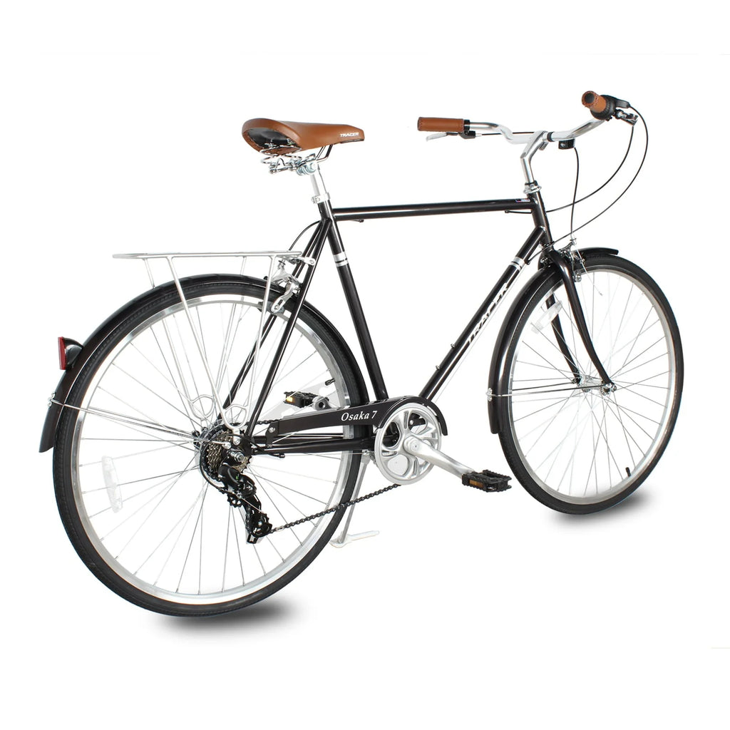 Tracer Osaka Men's Hybrid City Bike 21" Matte Black Steel Frame Shimano 7 Speed 28" Wheels Comfort Bike Urban Commuter