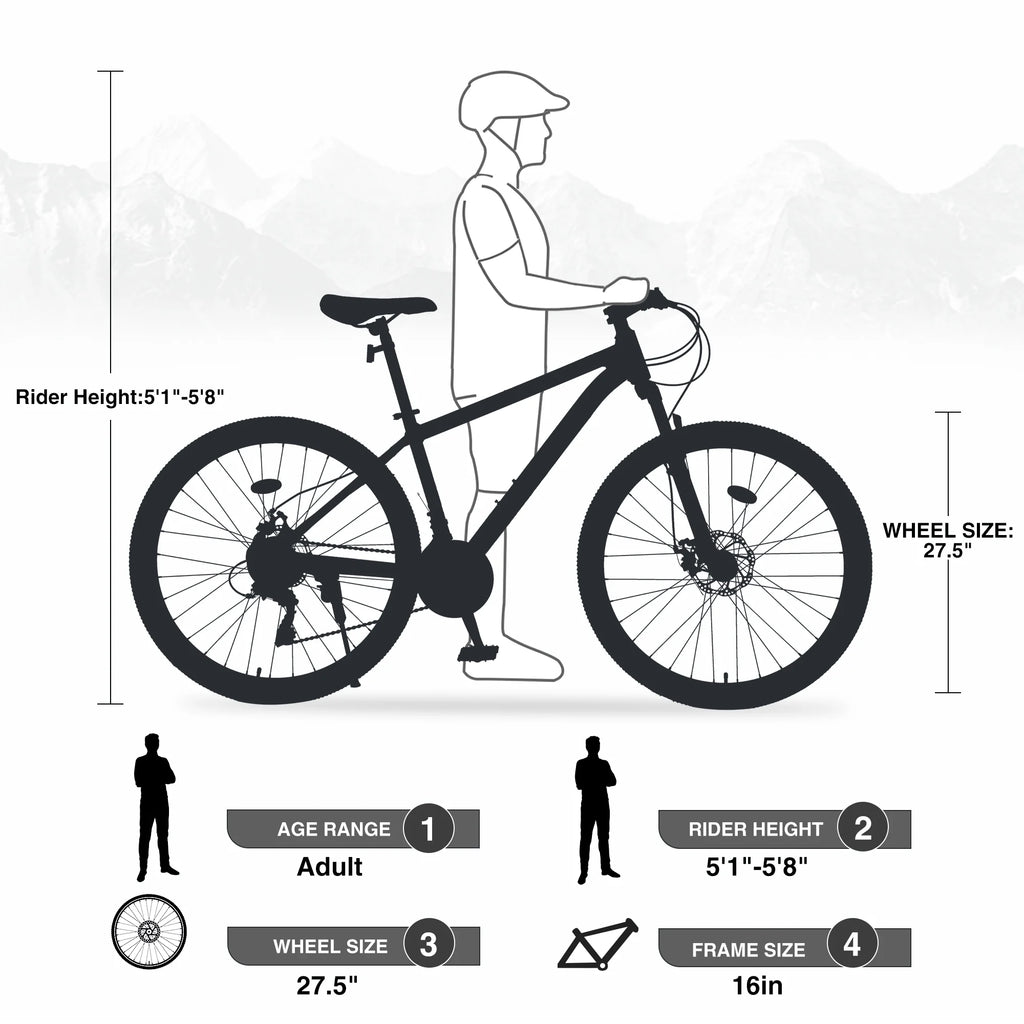 27.5 Inch Mountain Bike, 21 Speed Mountain Bicycle with Front Suspension and Aluminum Alloy Frame for Men Women Boys and Girls, Blue