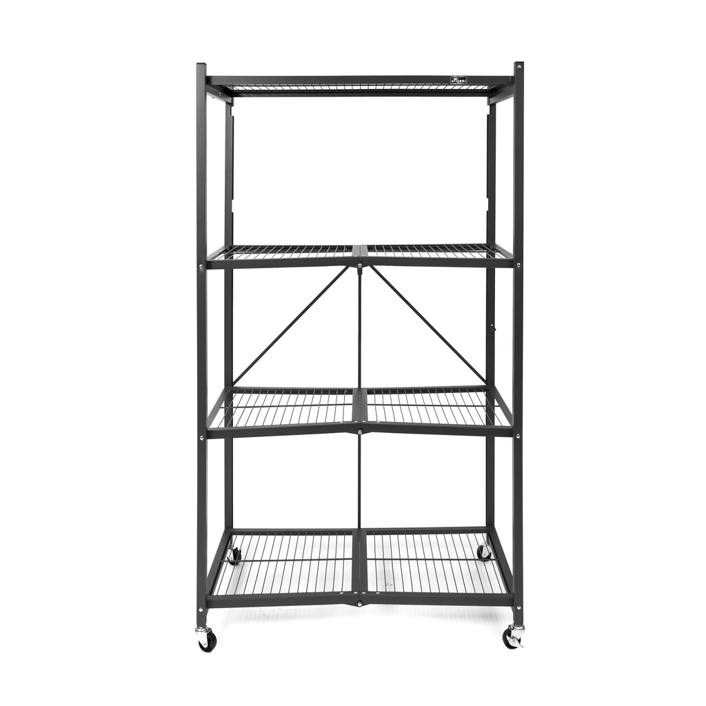 Origami 2-Pack R5 Series Heavy-Duty 4-Tier Foldable Steel Shelf, Pewter