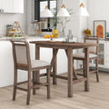 Harper & Bright Designs 3 Piece Wood Folding Dining Table Set Drop Leaf Table with 2 Padded Counter Height Dining Chairs for Small Place, Brown