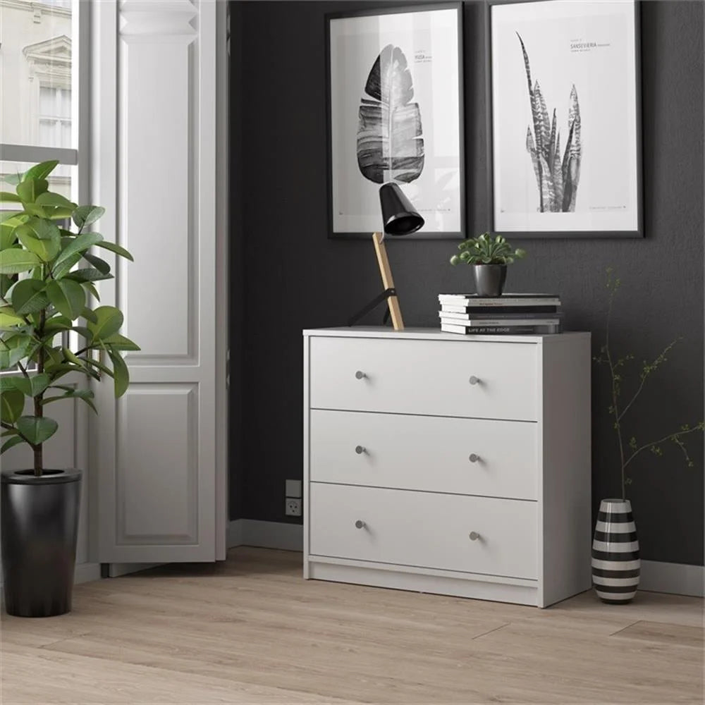 Pemberly Row 4 Pieces Set of Modern Wood Bedroom Furniture in White Finish