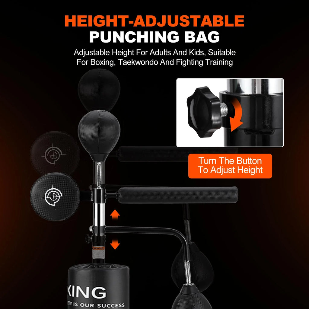 Yeshouse 5-in-1 Freestanding Punching Bag with Stand Adjustable Height Boxing Bag for Adults & Kids, Reflex Bar, Speed Bags, Hitting Target, Heavy Kickboxing Bag