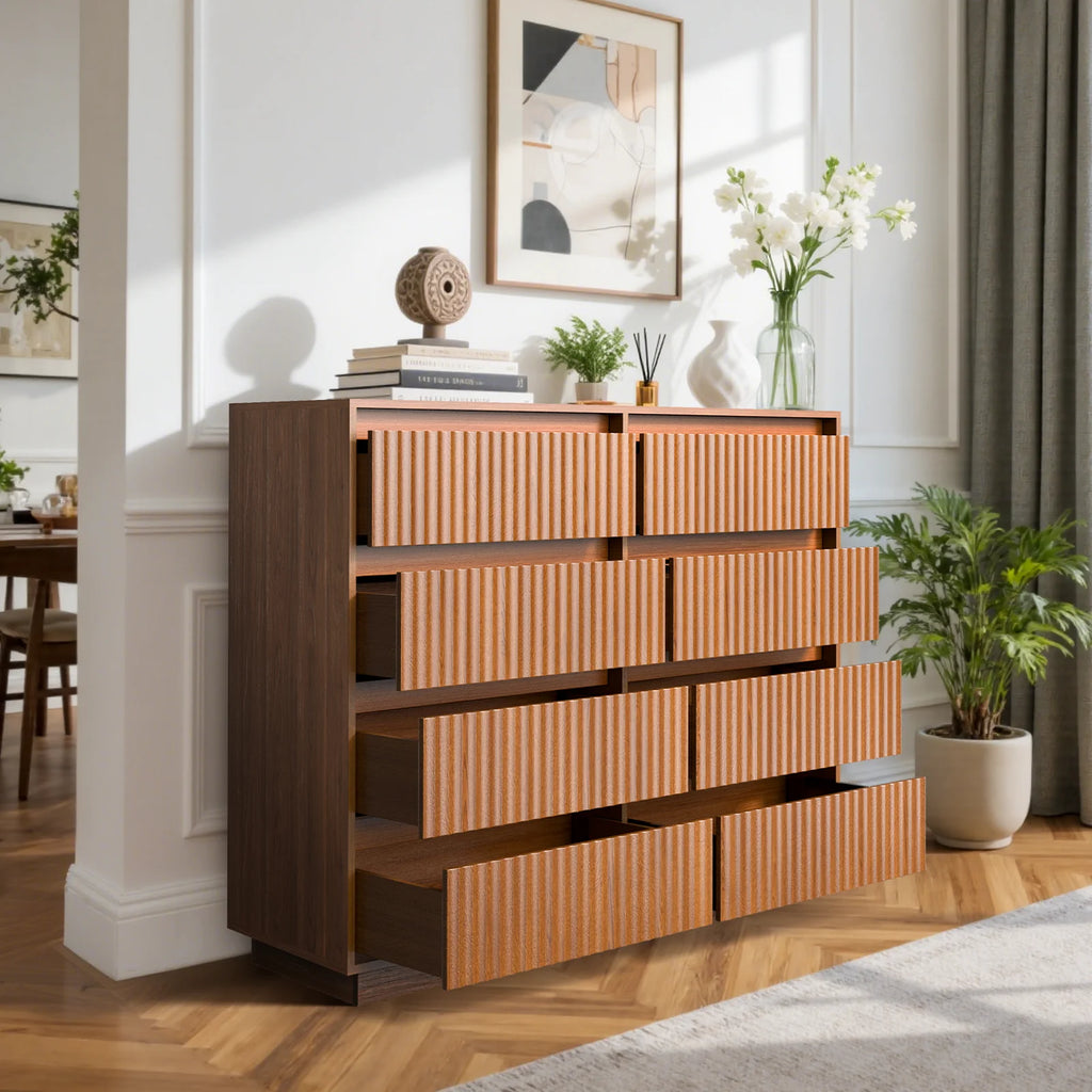 Wood Dresser, 6 Drawer Dresser for Bedroom, Modern Chest of Drawers with Deep Drawers Waterproof Living Room, Hallway, Entryway
