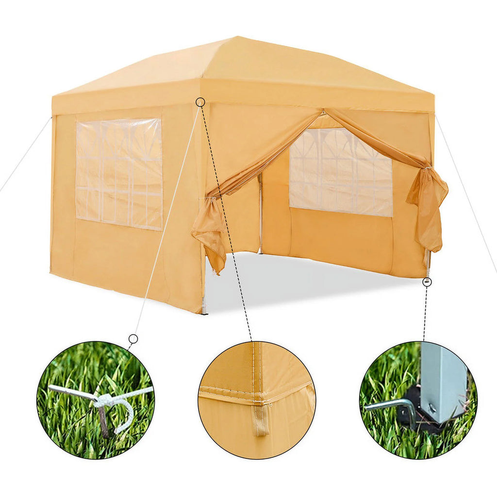 Clipop Portable 10x10ft Pop Up Gazebo, Instant Canopy Waterproof Anti-UV Shelter with 4 Side Panels & Carry Bag,Blue
