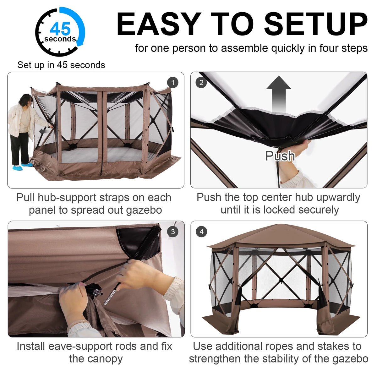 SANOPY 12x12 Pop up Gazebo Screen Tent Screen House for Camping,Starry Sky Gazebo with Removable Roof, Outdoor Screened Gazebo without Sidewalls, Portable Hub Tent with Carry Bag and Ground Stakes