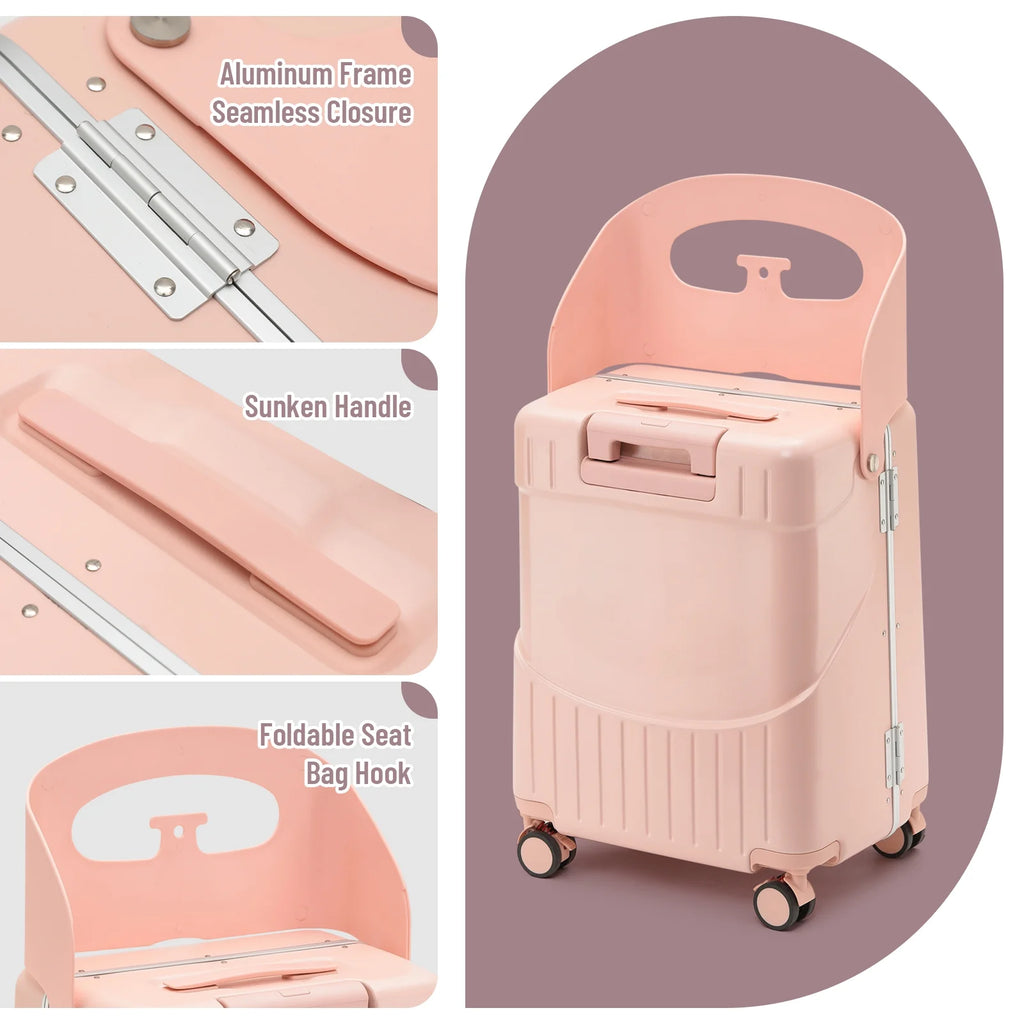 22 Inch TSA Lock Luggage with for Kids& Adult,Check in Lockable Spinner Wheels Free Luggage Cover and Safety Seatbelt Travel Suitcase