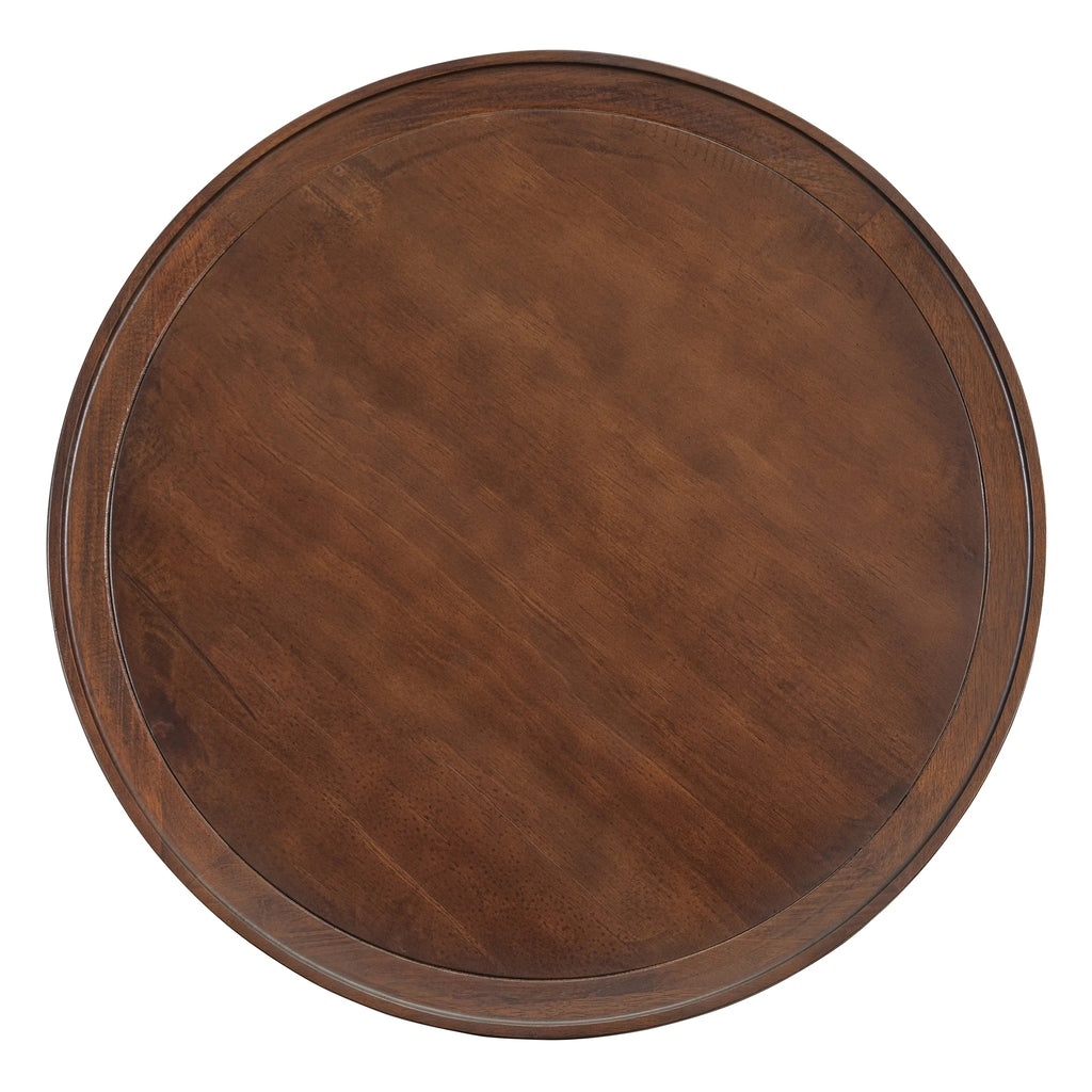 Harper & Bright Designs Rattan Round Coffee Table with Storage Shelf, Round Cane Wood Center Table for Living Room, 37'' Brown