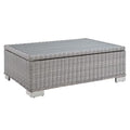 Modway Conway 45" Outdoor Patio Wicker Rattan Coffee Table in Light Gray