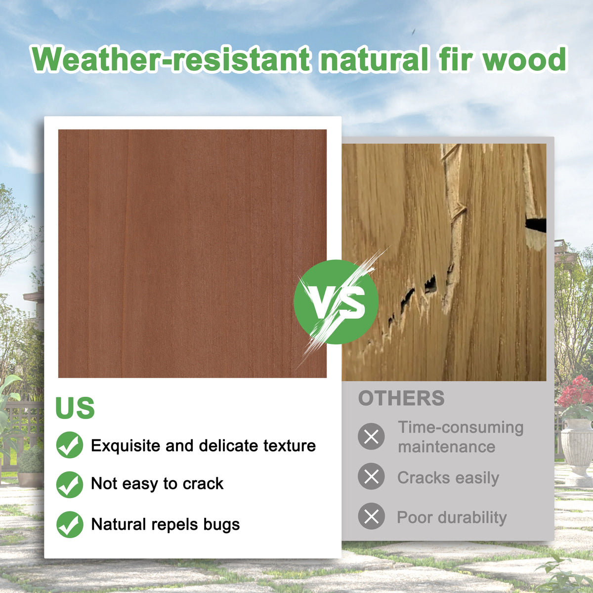 VEIKOUS 12'x10' Cedar Wood Pergola w/ Flat Roof and Ground Stakes for Outdoor Patio, Garden, Deck