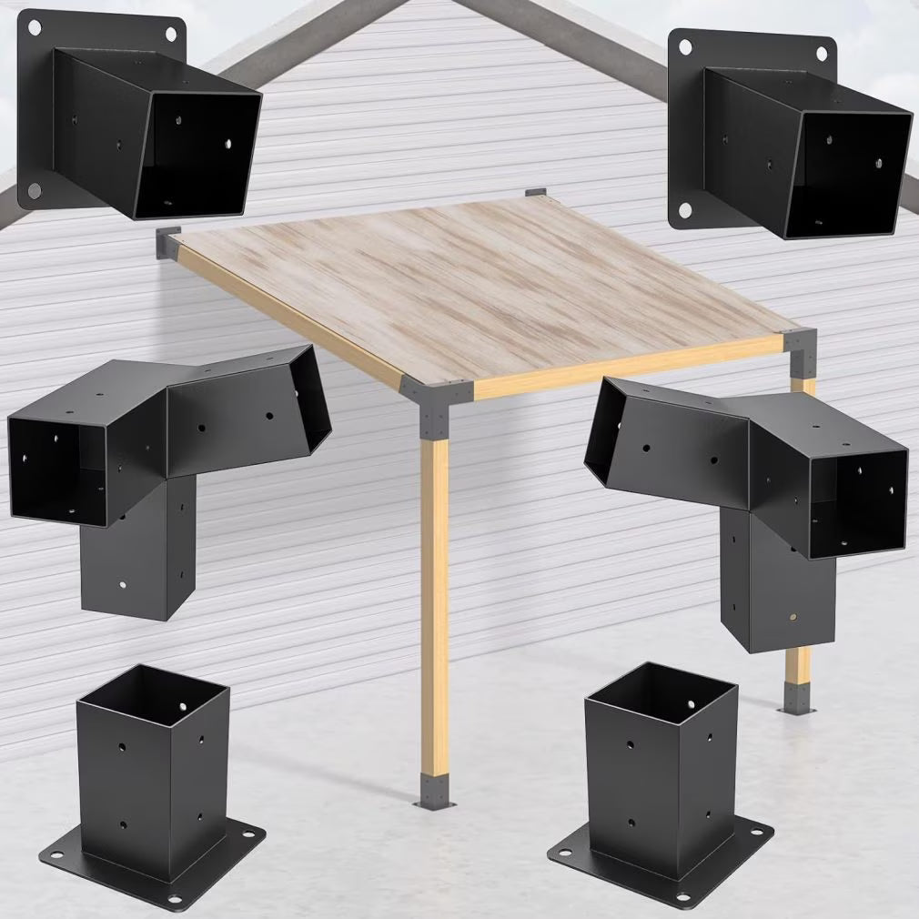 15 Slanted Roof Wall Mount 4x4 Pergola Bracket Kit,WXWP Angled 4x4 Wood Post Bracket,DIY Pergola Gazebo Kit 3way(6pcs)