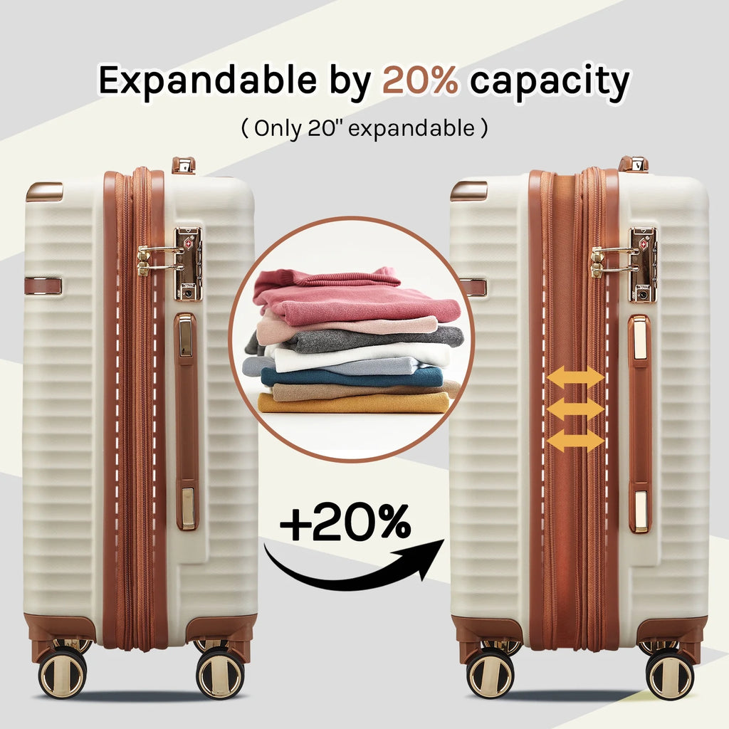 Joyway 3-Piece Carry-On Luggage Set with Swivel TSA Lock and Leather Carry Bag