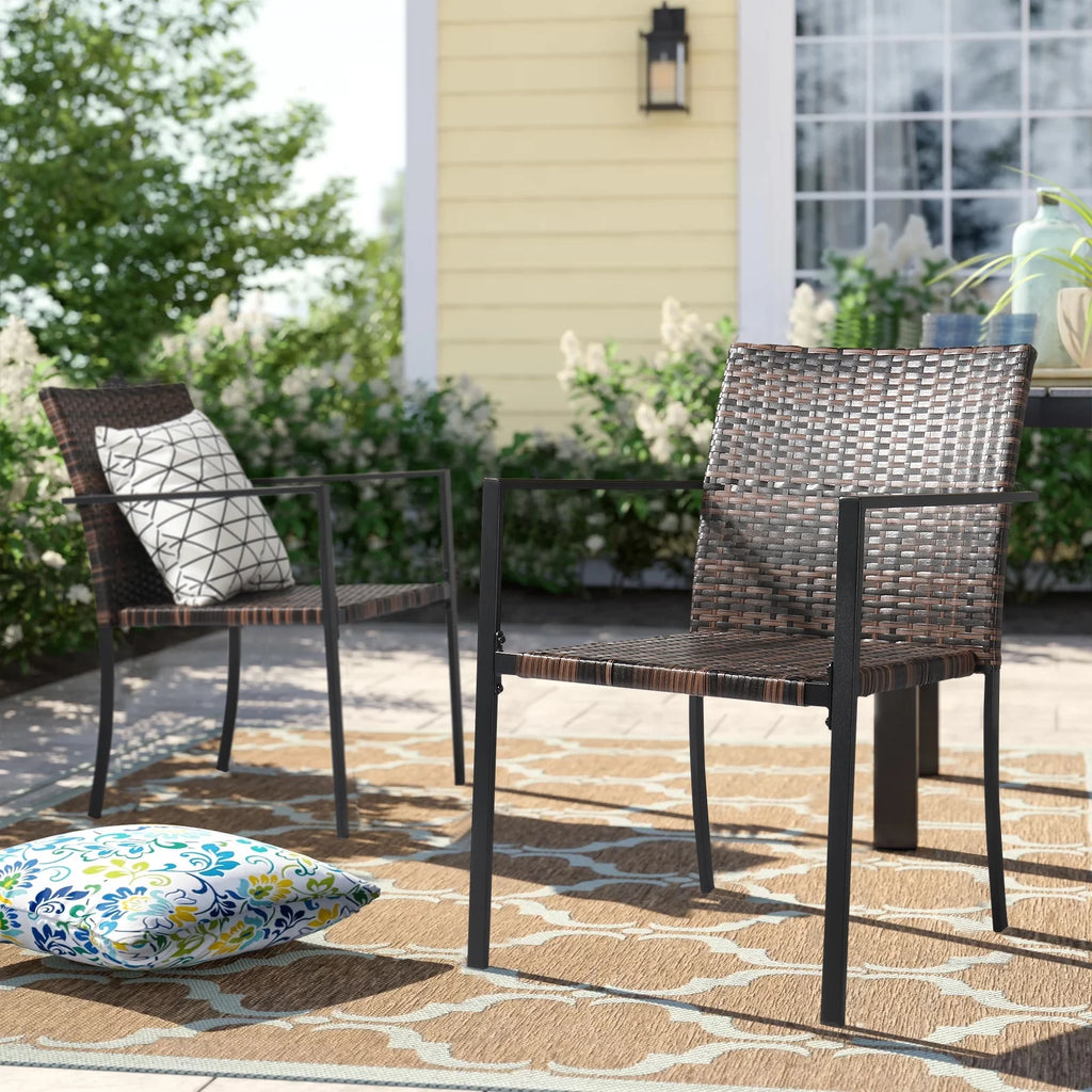 UBesGoo Set of 2 Wicker Chairs, Rattan Furniture Dining Chairs for Kitchen, Living Room, Wicker Conversation Bistro Chairs for Outdoor and Indoor, Brown