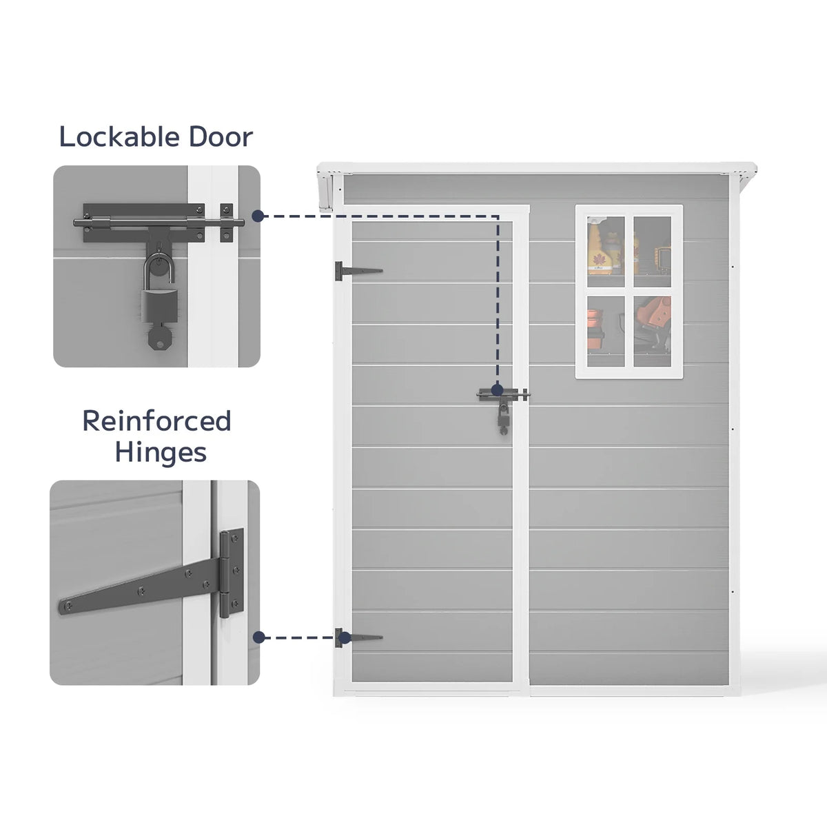 Asofer 6x4 FT Resin Storage Shed, Plastic Outdoor Shed with Floor Side Window, Lockable Door for Backyard, Garden, Patio, Gray