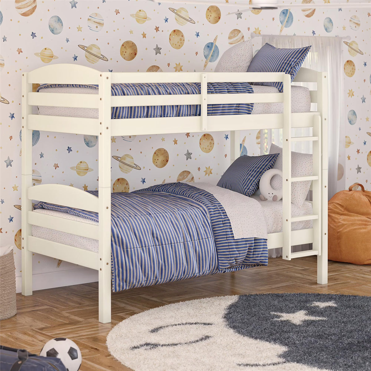 Better Homes & Gardens Leighton Solid Wood Twin-over-Twin Convertible Bunk Bed, Vanilla