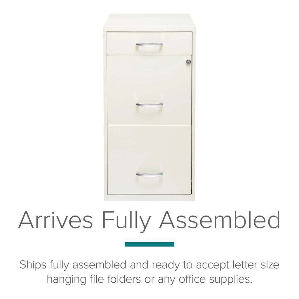 Space Solutions 3 Drawer Letter Width Vertical File Cabinet with Pencil Drawer, White
