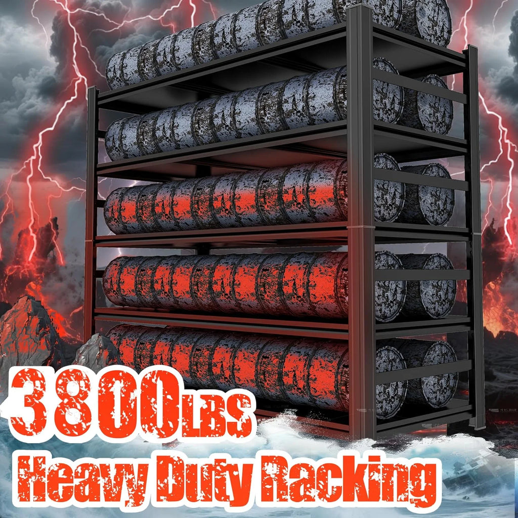 Garage Shelving 3500LBS Storage Shelves 5-Tier Adjustable Metal Shelving Units Garage Storage Shelves Heavy Duty for Industrial, Warehouse, Basement, Commercial, Black