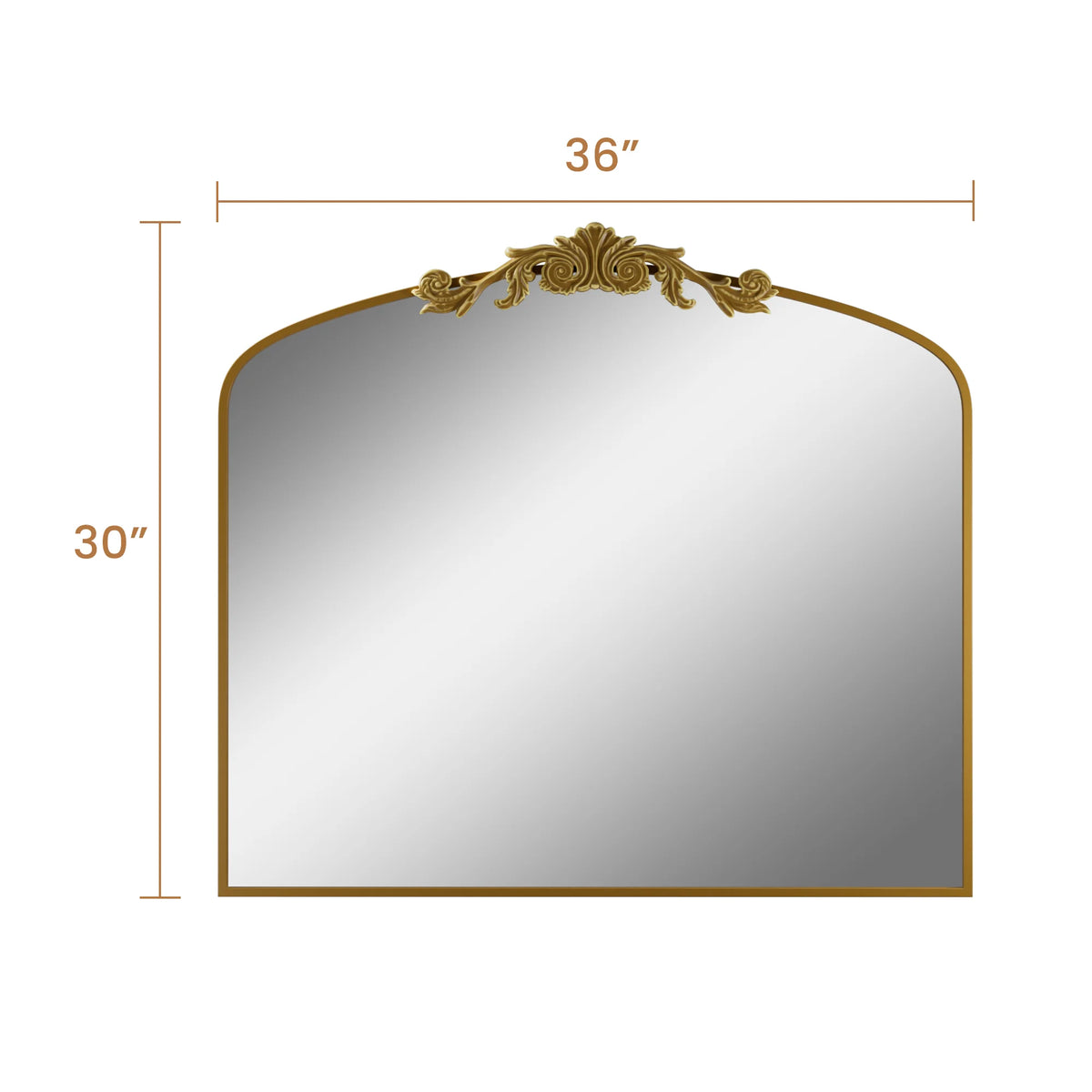 Swafrrt 28x20 inch Gold Arch Mirror, Vintage Lace Wall Mirror, Aluminum Frame, Baroque Gold Lace Bathroom Mirror, Suitable for Wall, Tempered Glass, Can Hung Vertically or Tilted