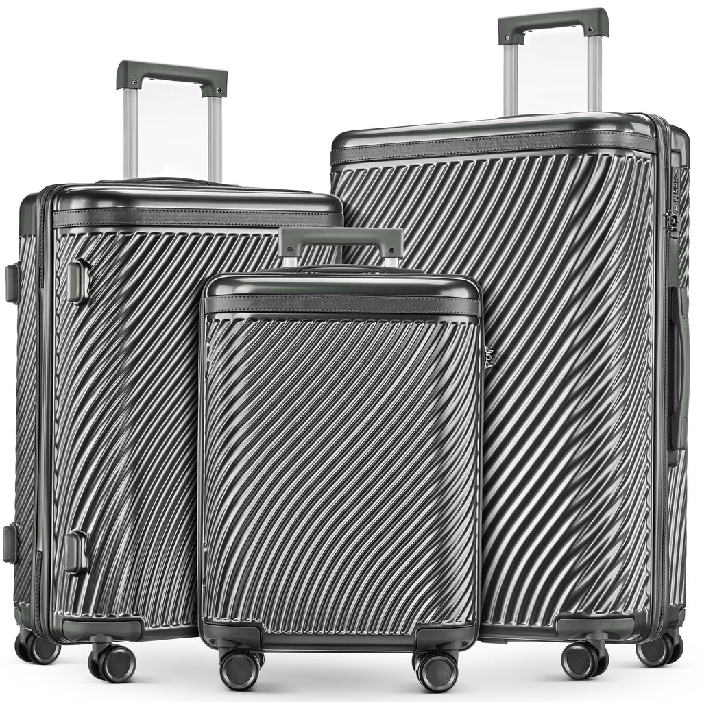 3 Piece Luggage Sets Hard Shell Suitcase Set with Spinner Wheels for Travel Trips Business 20" 24" 28", Rose Gold