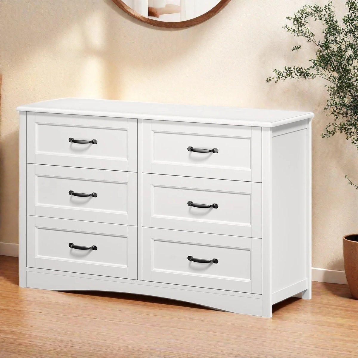 Dresser for Bedroom, Lofka 6-Drawer Wood Dresser with Anti-Tip Safety for Closet| Living Room