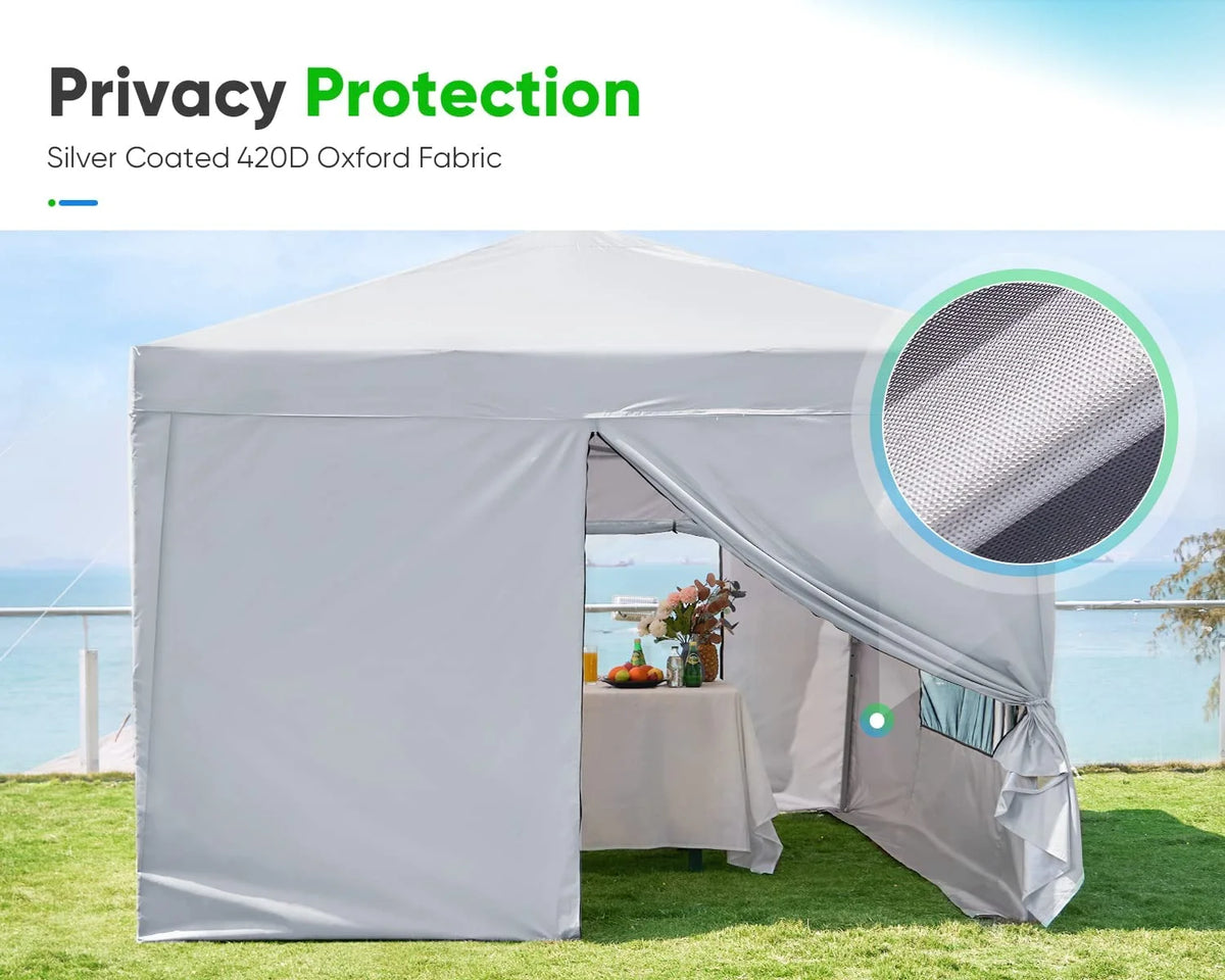 Quictent 8'x8' Pop up Canopy Tent with Sidewalls Instant Outdoor Gazebo Canopy Tent Shelter Enclosed Waterproof, with Wheeled Bag (Pink)