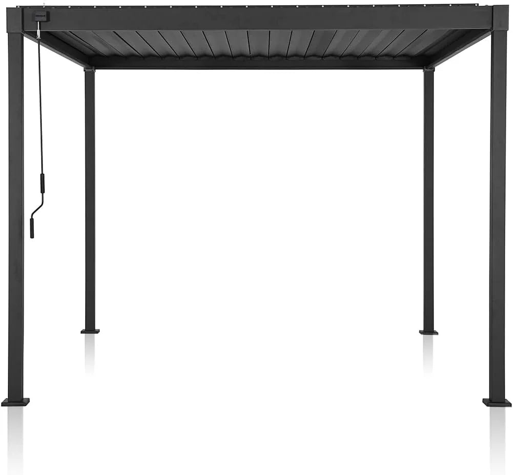 Mirador 10'x 10' Outdoor Pergola, 80S Steel Frame w/ Adjustable Louvers Roof for Garden, Patio, Backyard, Dark Gray