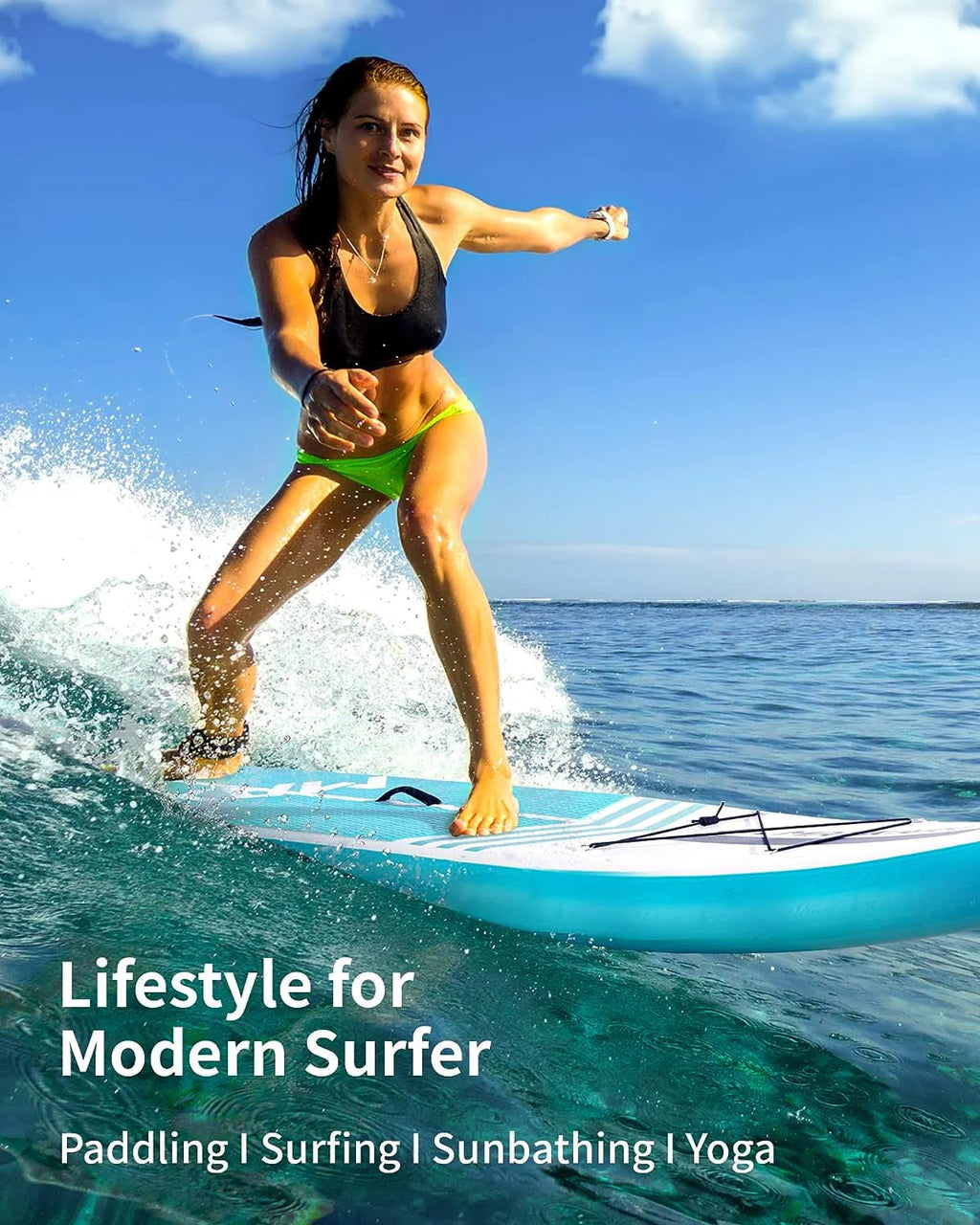 Inflatable Stand up Paddle Board SUP Inflatable Paddle Board with Paddleboard Accessories Triple Action Pump Fishing Green