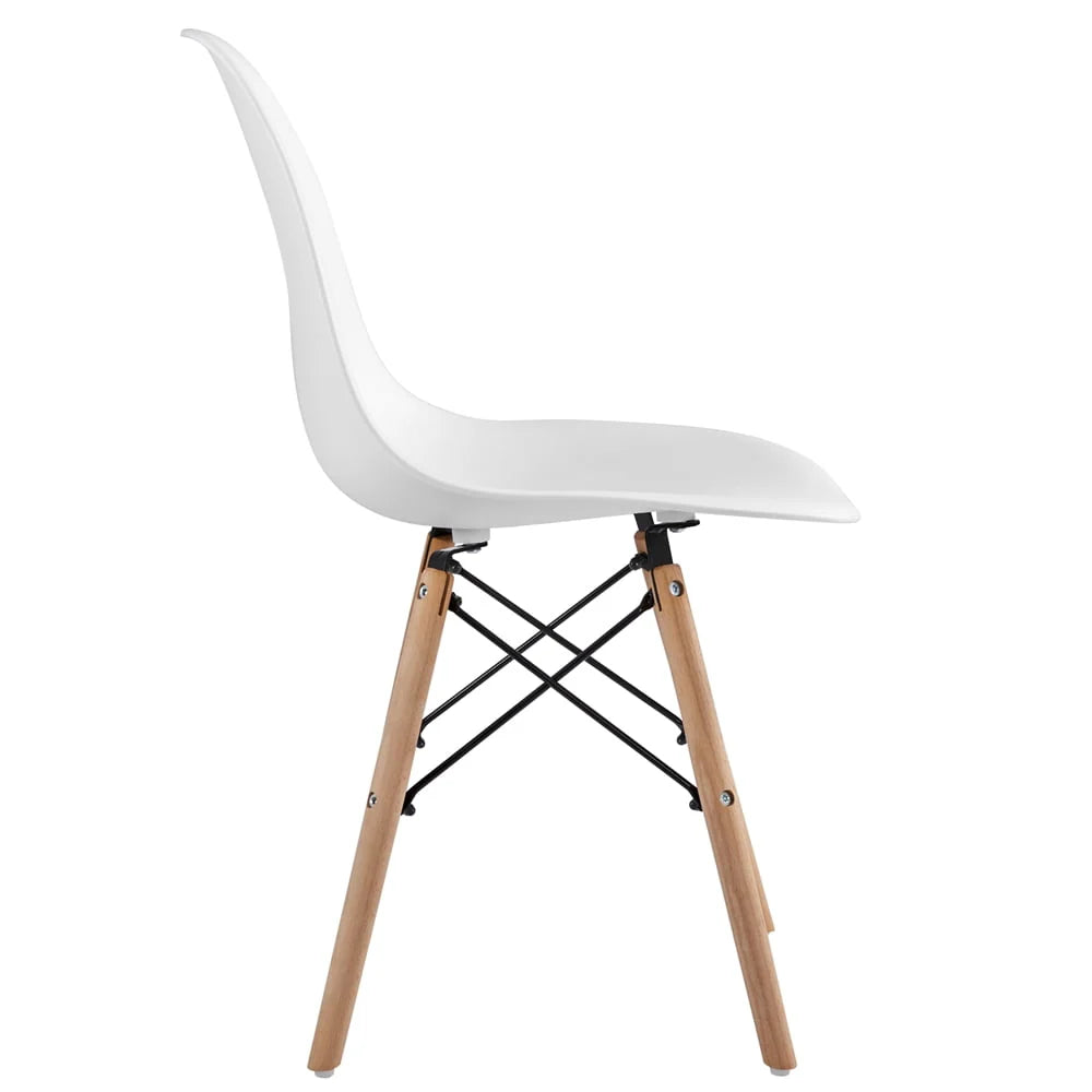 Yaheetech Set of 4 Modern Dining Chairs with Natural Beech for Kitchen Dining Bedroom Living Room, White