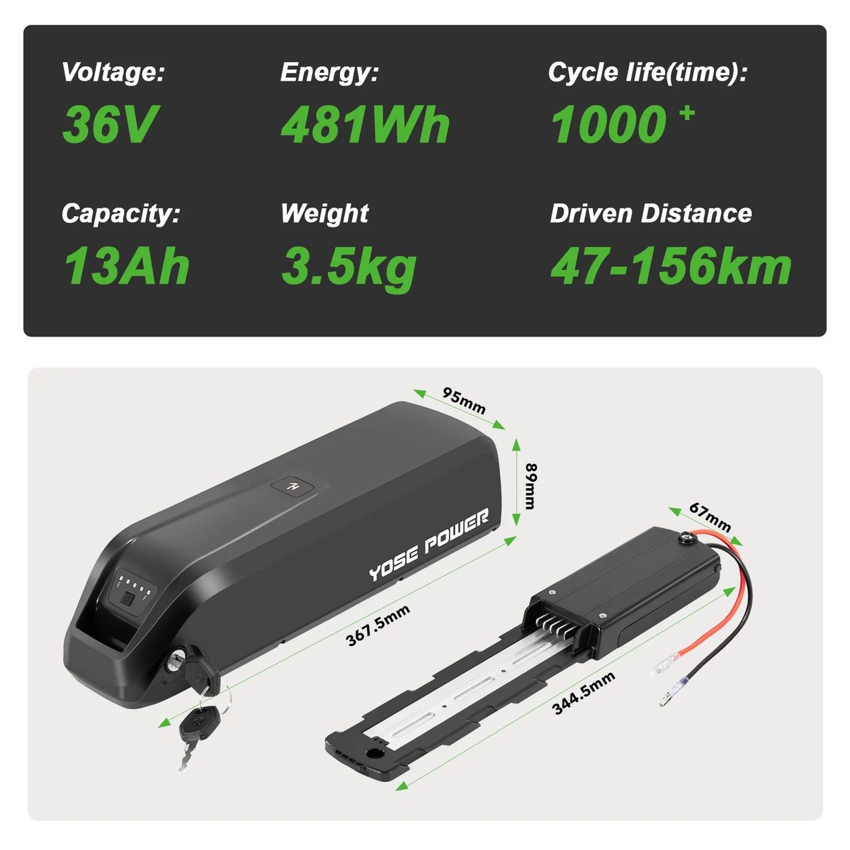 Ebike Battery 36V 13Ah Compatible with Jasion Electric Bicycle 36V Electric Bike Batteries for EB5 E Bike Battery Replacement
