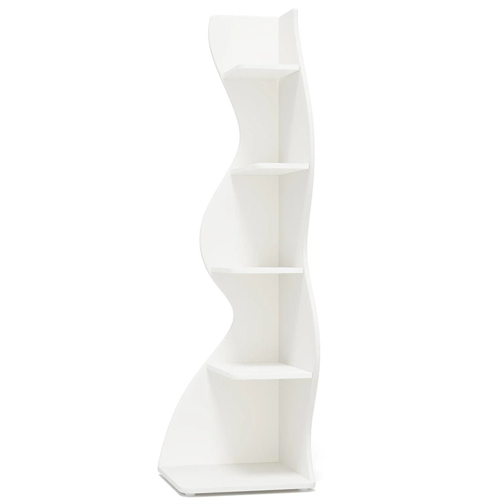 Finihen 5-Tier Corner Bookcase, Wood Bookshelf Storage Organizer, 70" Tall Display Standing Shelf Unit for Bedroom, Living Room, Green