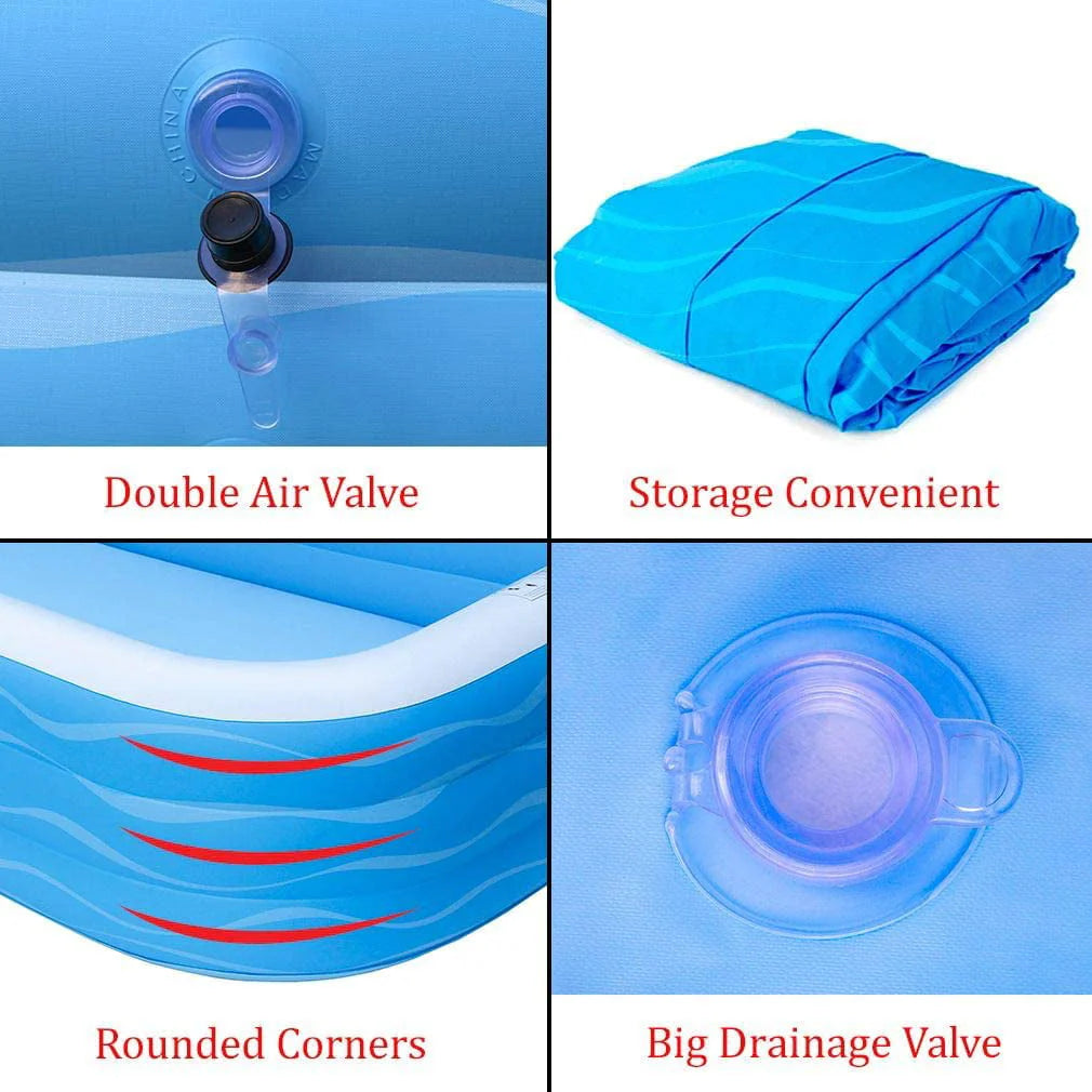 Airso Inflatable Swimming Pool Family Full-Sized Inflatable Pools 118" x 72" x 22" Thickened Family Lounge Pool for Toddlers, Kids & Adults Oversized Kiddie Pool Outdoor Blow Up Pool for Backyard, Garden