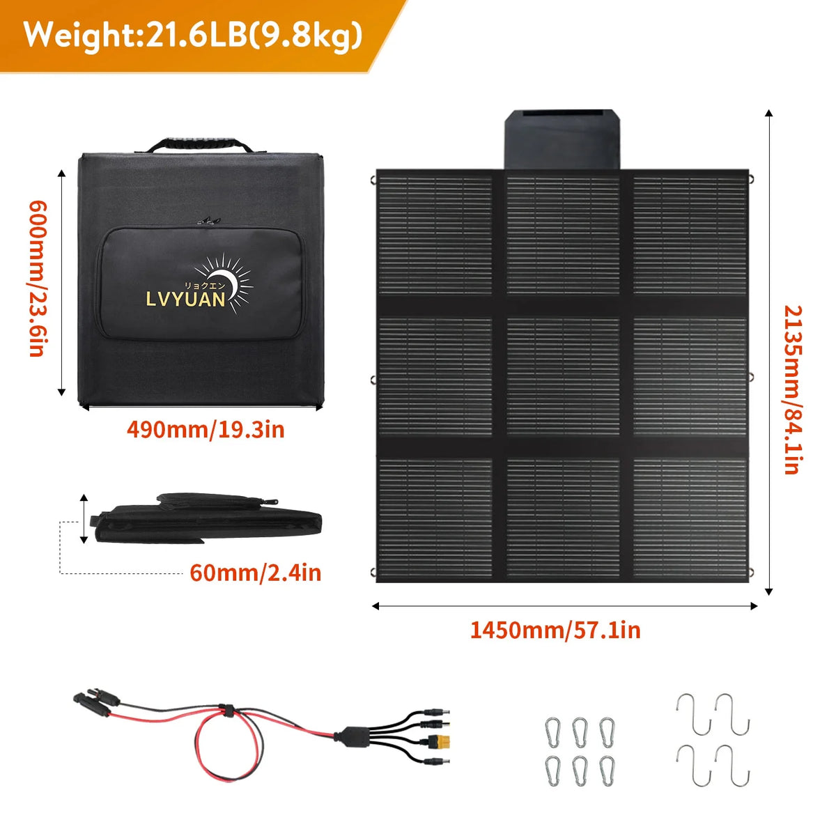 LVYUAN 400 Watt Foldable Solar Panel Kit, Portable Solar Charger Waterproof IP67 Solar Generator with MC4 Connector for Power Station, Camping, RV, Boat & Emergency