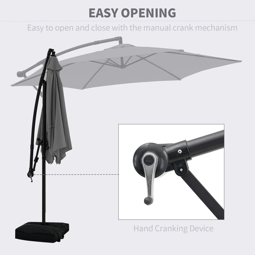 Autlaycil 10 ft Cantilever Offset Outdoor Patio Umbrella with Base Stand Rotate and Tilt, Blue