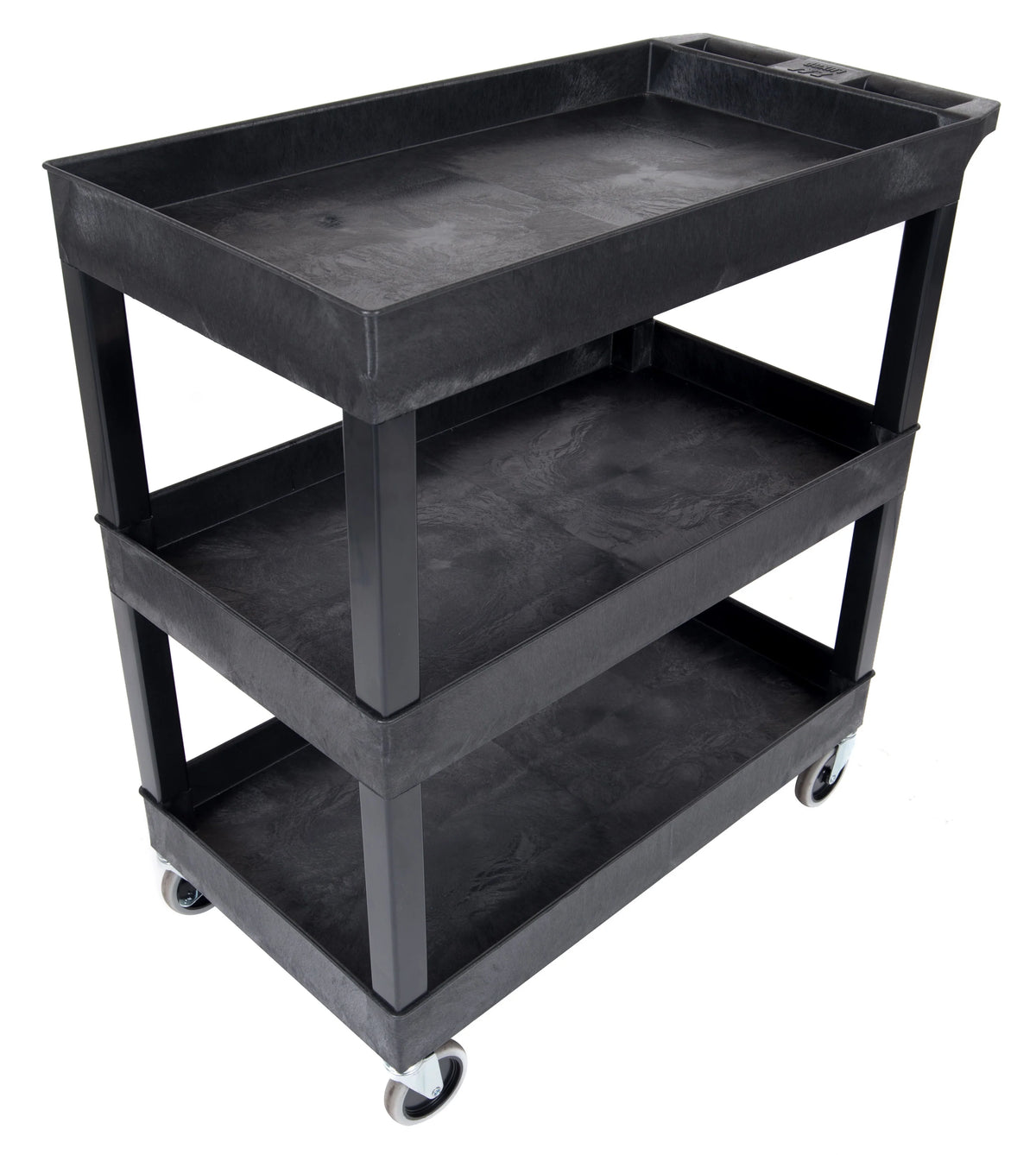 Luxor Rolling 3-Shelf Utility Cart, HDPE Black