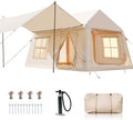 Inflatable Tents for Camping, Blow Up Tent with Canopy, Easy Setup Inflatable Camping Tent with Stove Jack, Waterproof Oxford Air Glamping Tents for Camping Adult 8-10 Person