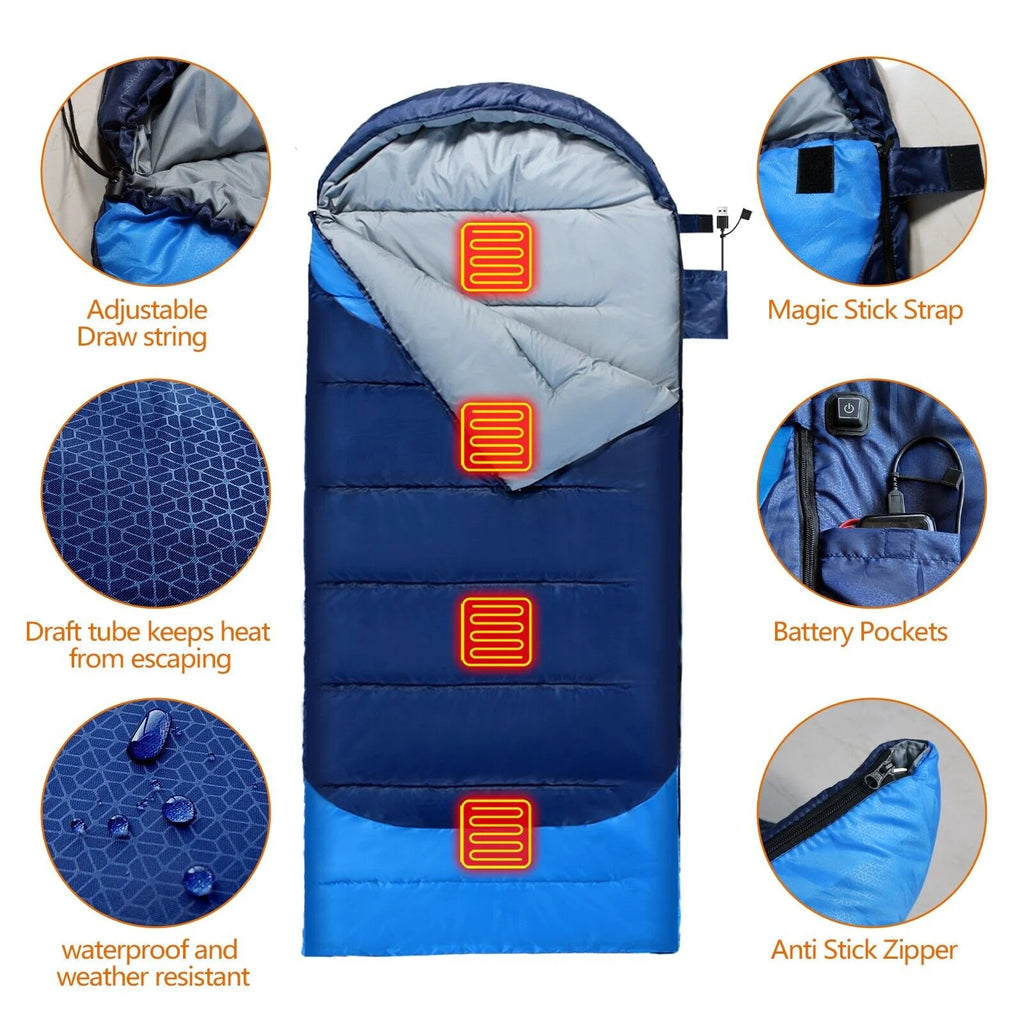 Heated Sleeping Bag Waterproof Lightweight Sleeping Bag for Camping Backpacking