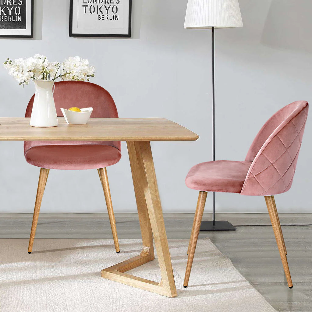 Homy Casa Velvet Upholstered Dining Chairs Set of 2 with Backrest for Kitchen, Rose