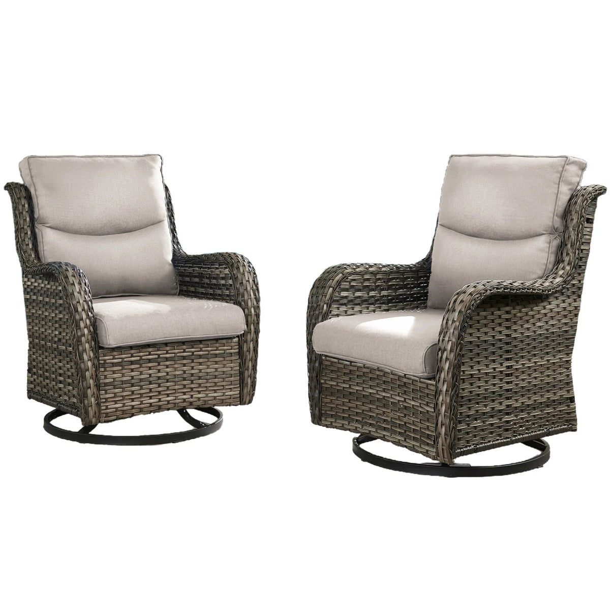 Gymojoy Outdoor Rocking Chairs Set of 2, All Weather PE Wicker Swivel Patio Glider Chairs, Garden Outdoor Furniture Set for Backyard Deck,Blue