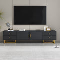 DEALTOPS Stylish TV Stand with 4 Drawers, Spacious Media Console with Metal Legs for TVs Up to 75'', Black