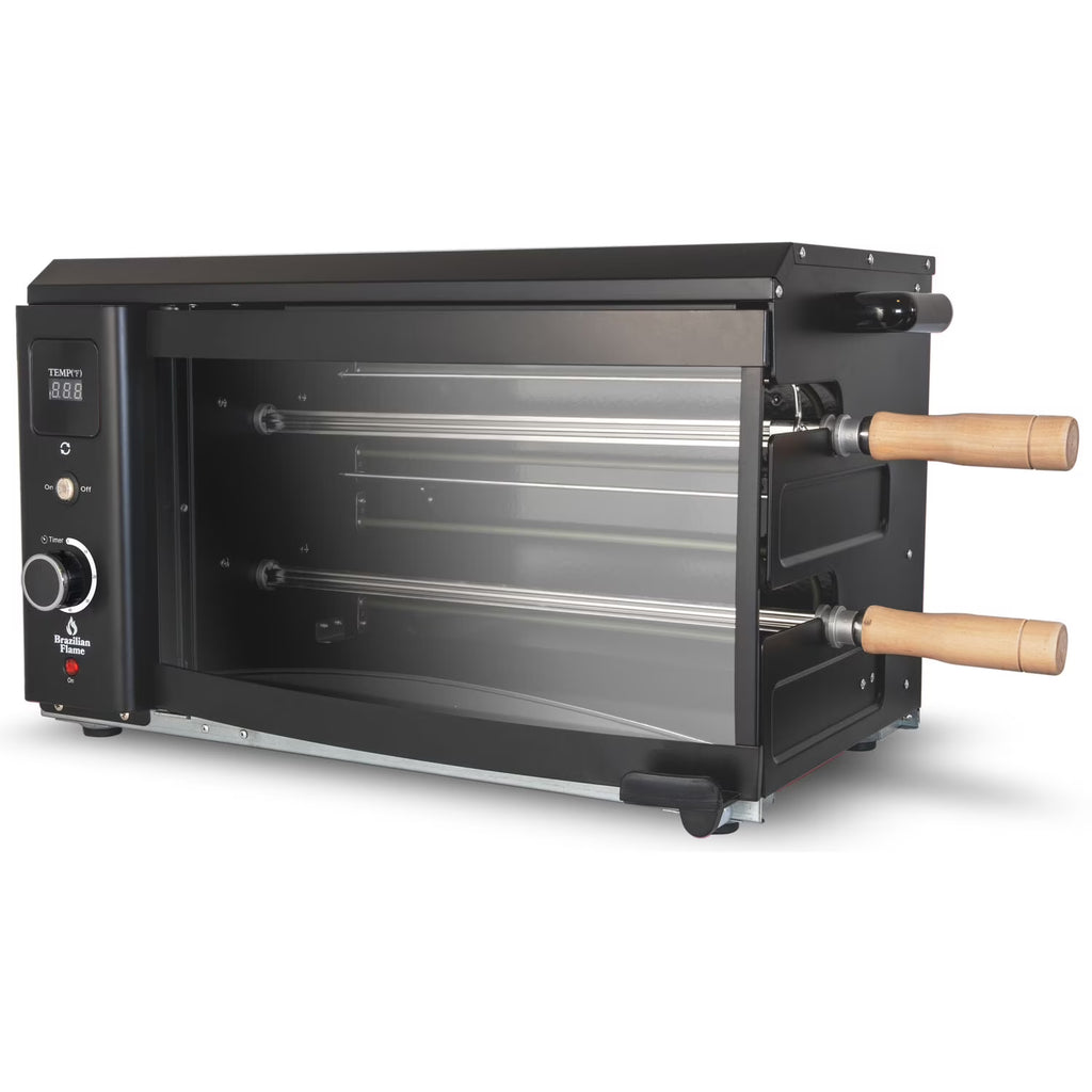 Brazilian Flame 2-Skewer Brazilian Rotisserie Electric Grill in Red