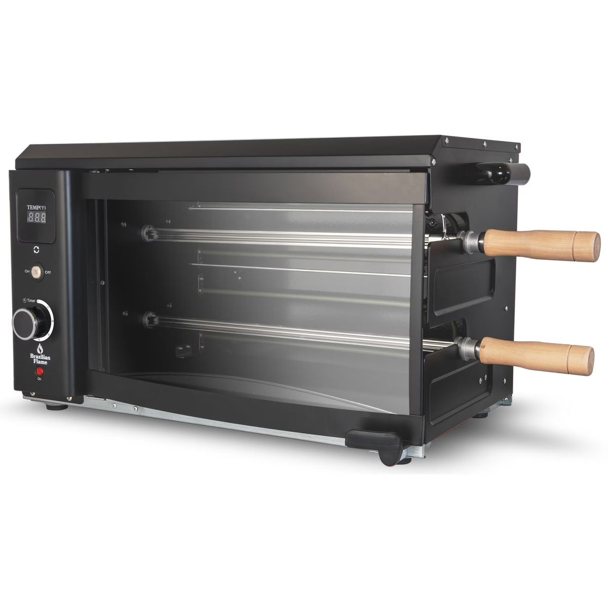 Brazilian Flame 2-Skewer Brazilian Rotisserie Electric Grill in Red