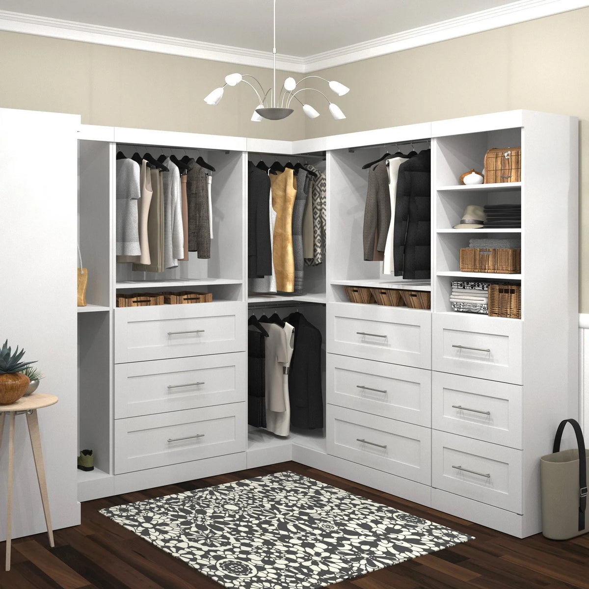 Bestar Pur 161W Walk-In Closet Organizer System in Bark Gray - Engineered Wood