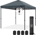 KAMPKEEPER One Person Setup 10x10 Pop up Canopy Tent, Instant Portable Canopy, One Push Outdoor Canopy with 3 Adjustable Heights, Wheeled Carry Bag, Bonus 8 Stakes and 4 Ropes(Dark Grey)