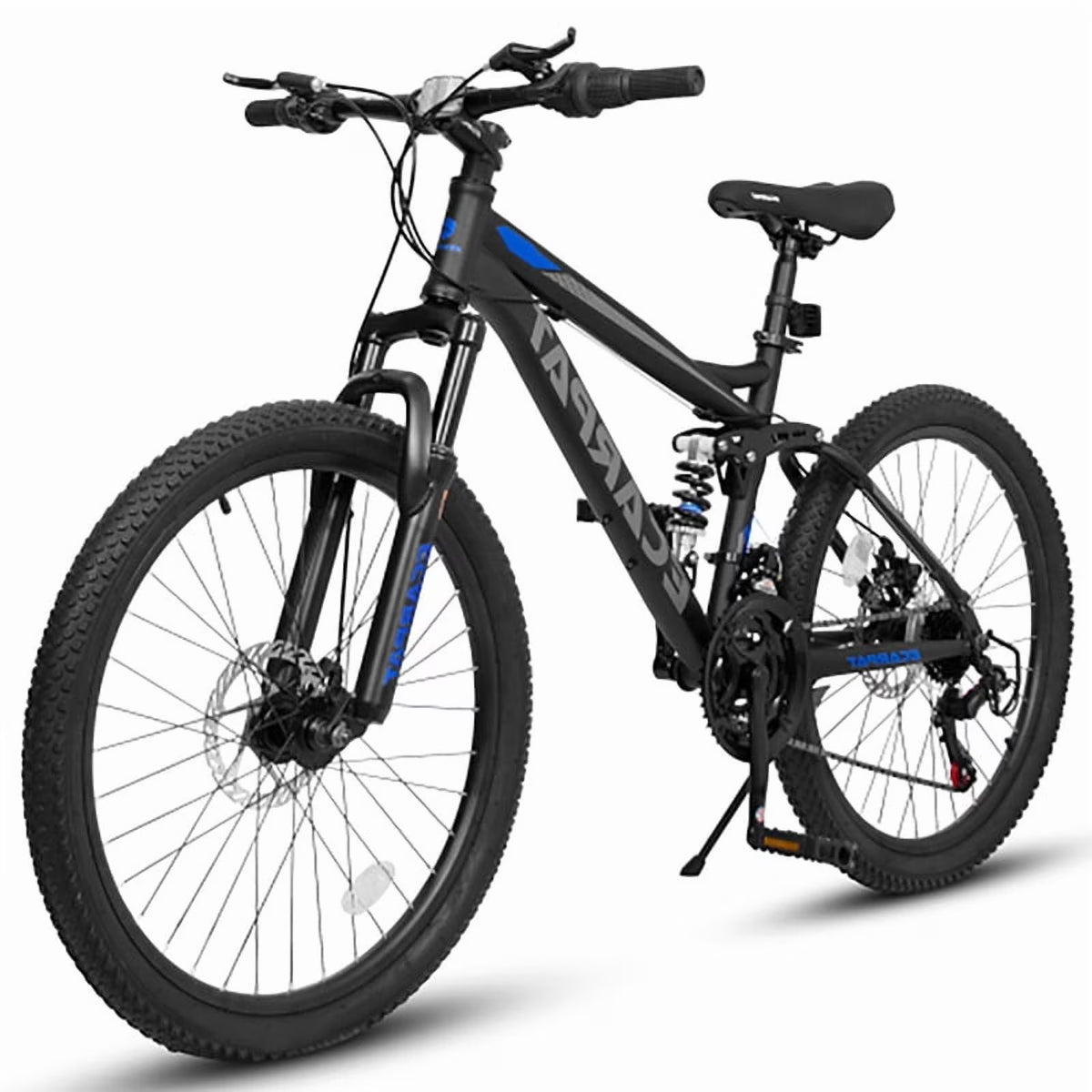 24 Inch Mountain Bike for Teenagers, High Carbon Steel Frame, Dual Full Suspension Mountain Bike, Mountain Tire, 21 Speed Mens Womens Outdoor Cycling, Birthday Gifts